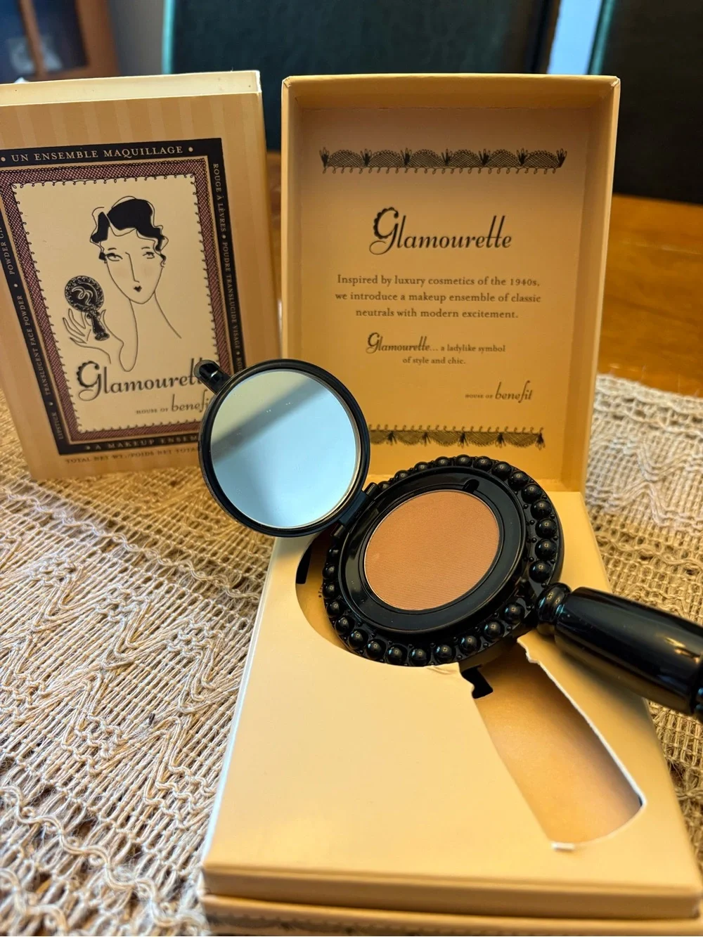 Benefit Glamourette Compact Blush & Mini Lipstick - Peach Blush & Rose Lip